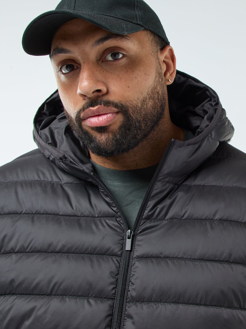 Doudoune légère matelassée avec capuche Noir - Kiabi