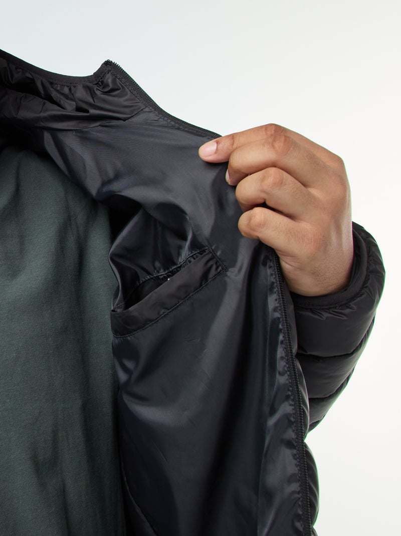 Doudoune légère matelassée avec capuche Noir - Kiabi