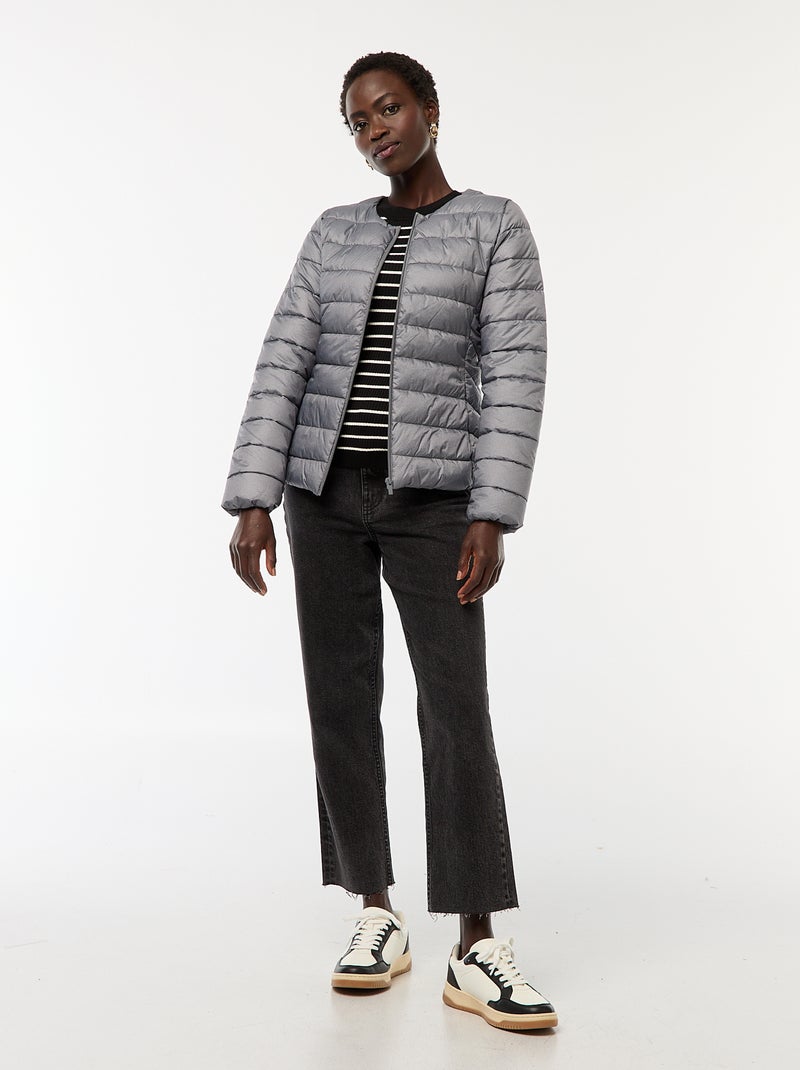 Doudoune légère matelassée et déperlante Gris - Kiabi