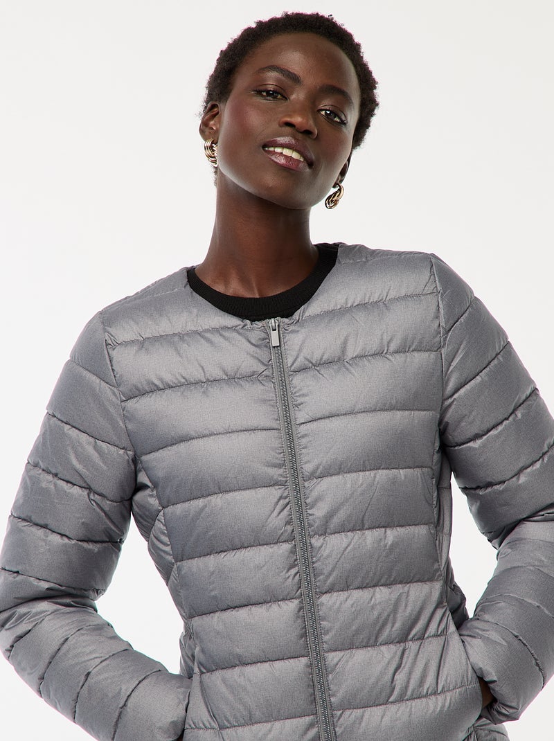 Doudoune légère matelassée et déperlante Gris - Kiabi
