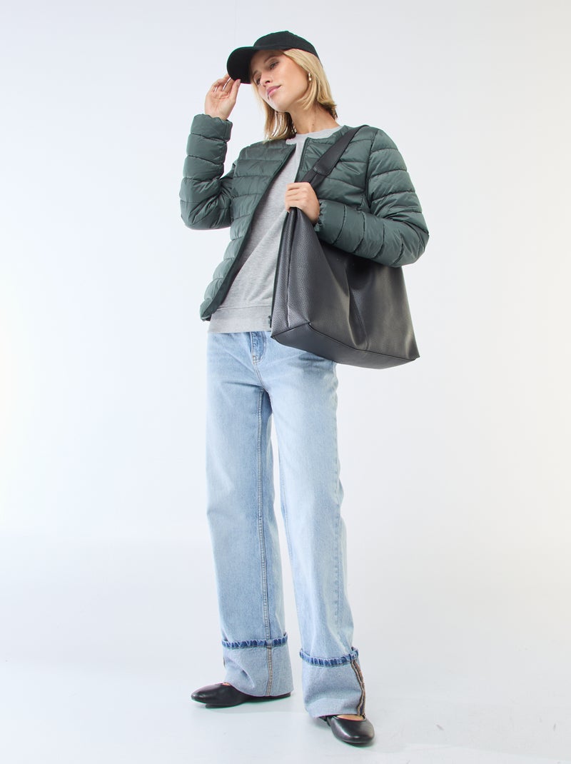 Doudoune légère matelassée et déperlante Kaki - Kiabi