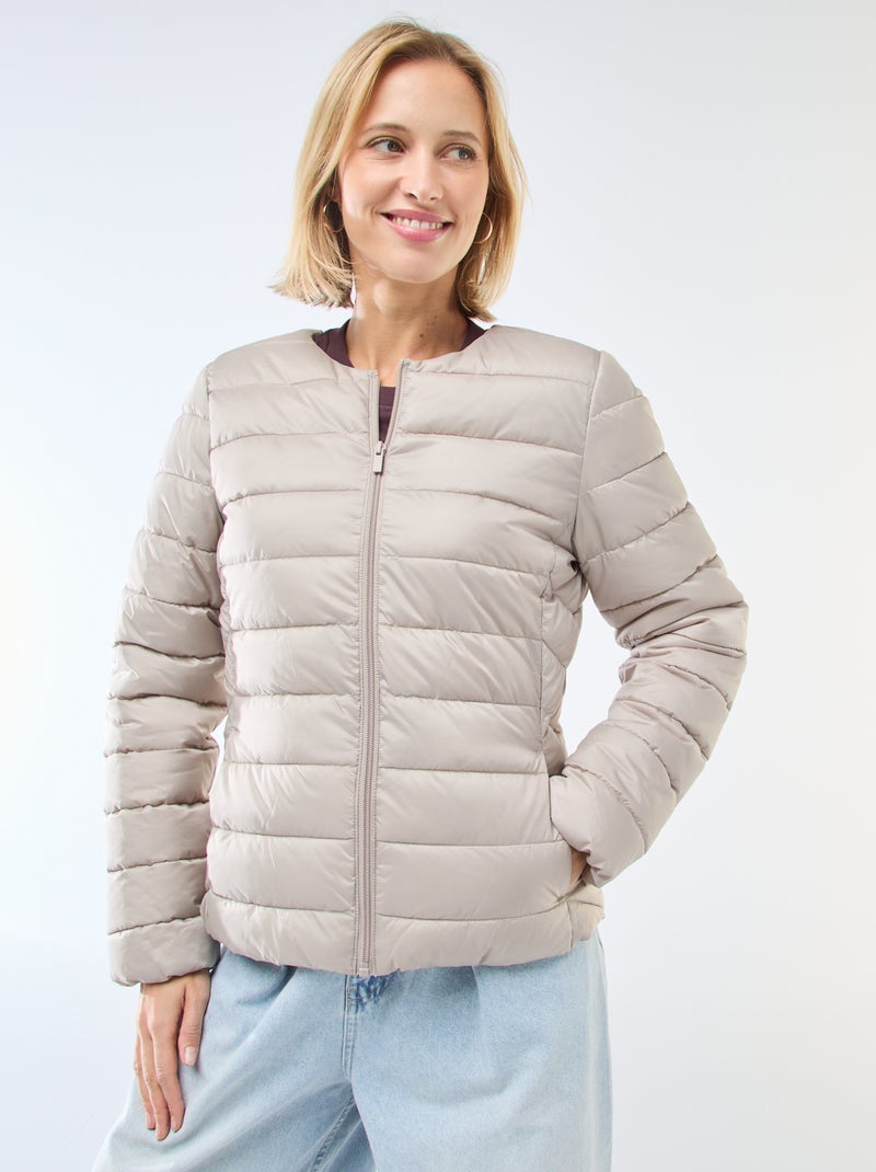 Doudoune légère matelassée et déperlante Taupe - Kiabi