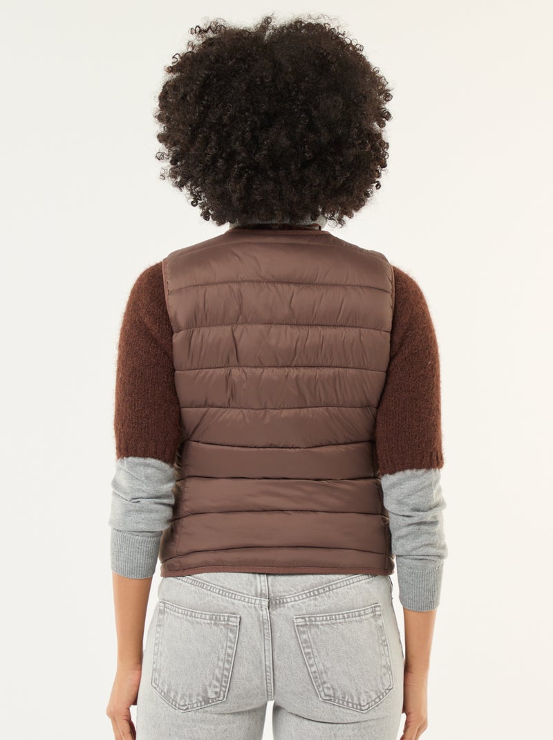 Doudoune légère matelassée sans manches Marron - Kiabi