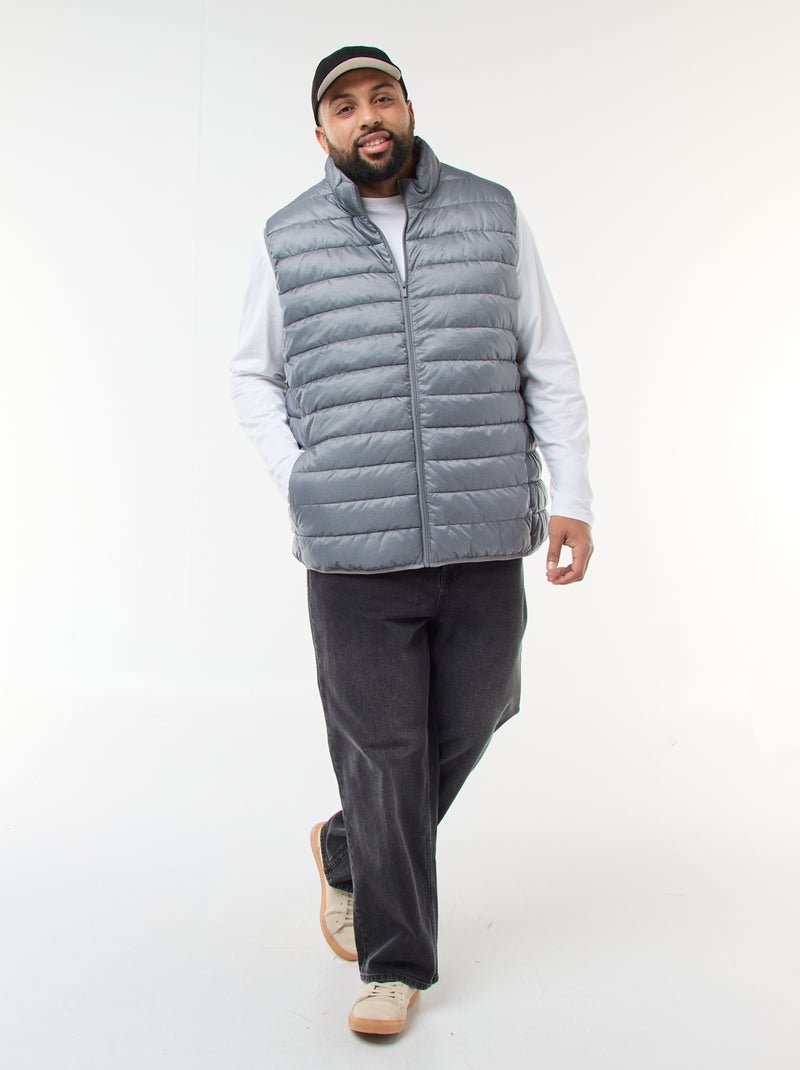 Doudoune légère sans manches à col montant Gris - Kiabi