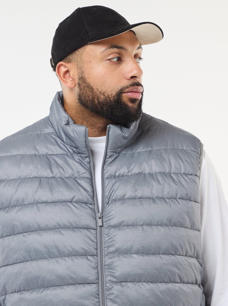 Doudoune légère sans manches à col montant Gris - Kiabi