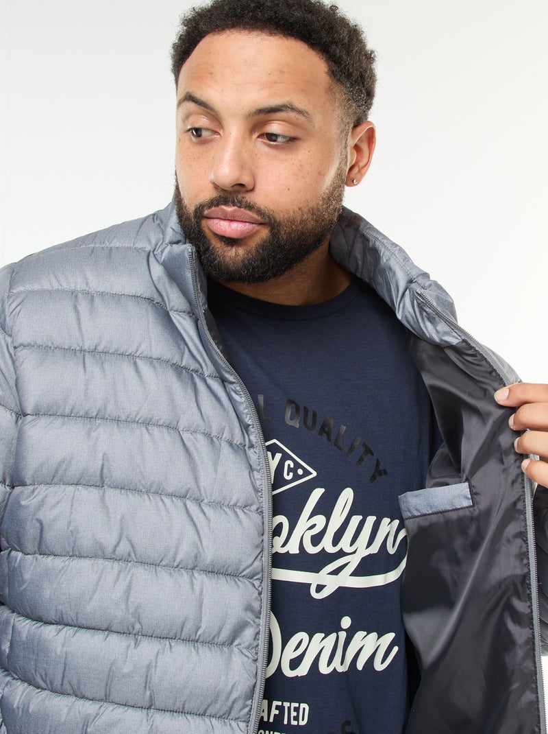 Doudoune légère unie à manches longues et col montant Gris - Kiabi