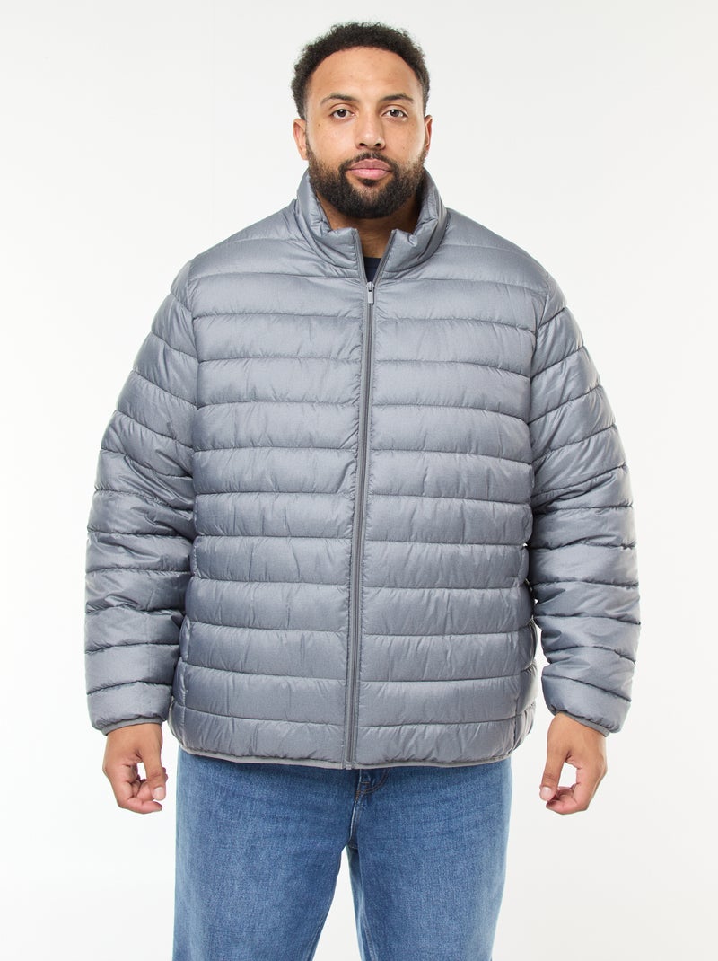 Doudoune légère unie à manches longues et col montant Gris - Kiabi