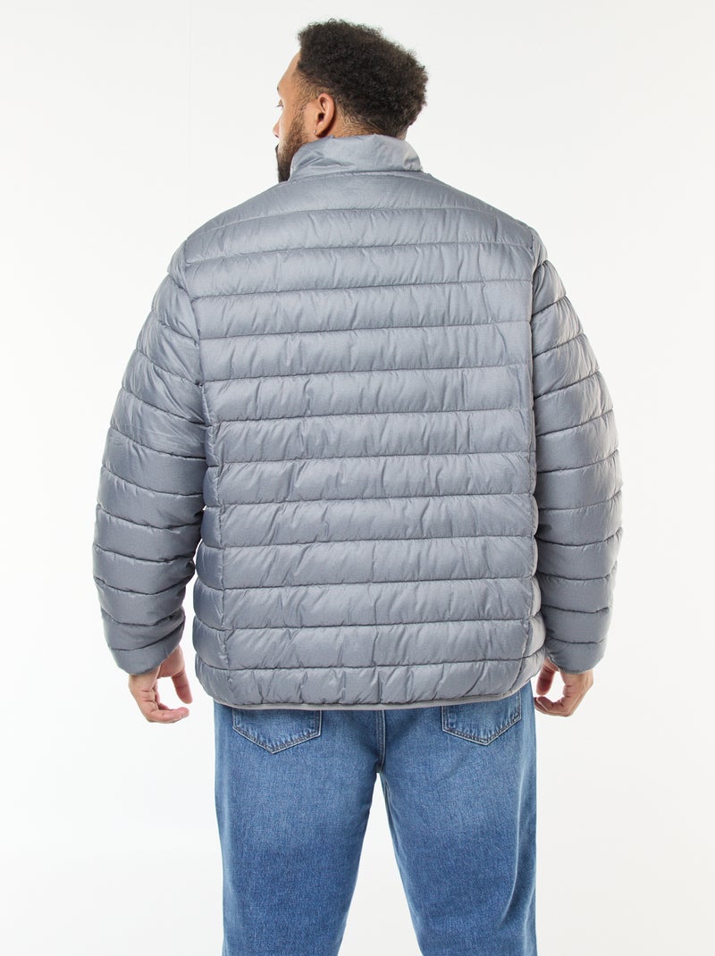 Doudoune légère unie à manches longues et col montant Gris - Kiabi