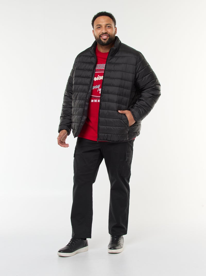 Doudoune légère unie à manches longues et col montant Noir - Kiabi