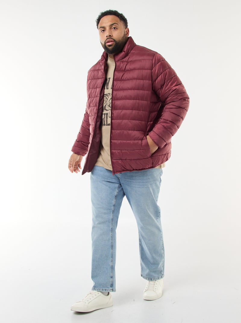 Doudoune légère unie à manches longues et col montant Rouge - Kiabi