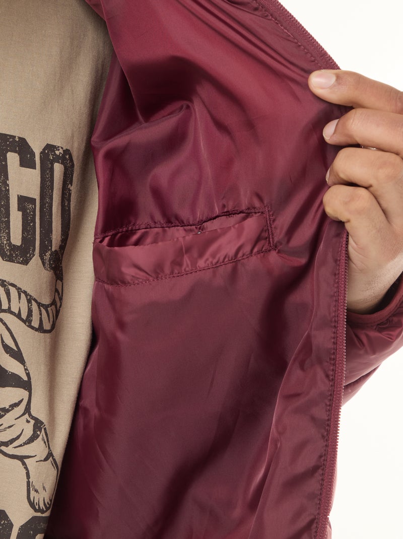 Doudoune légère unie à manches longues et col montant Rouge - Kiabi