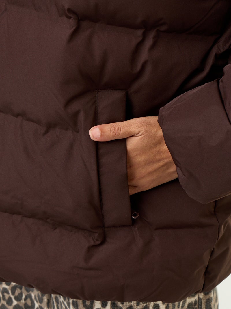 Doudoune matelassée à capuche Marron - Kiabi