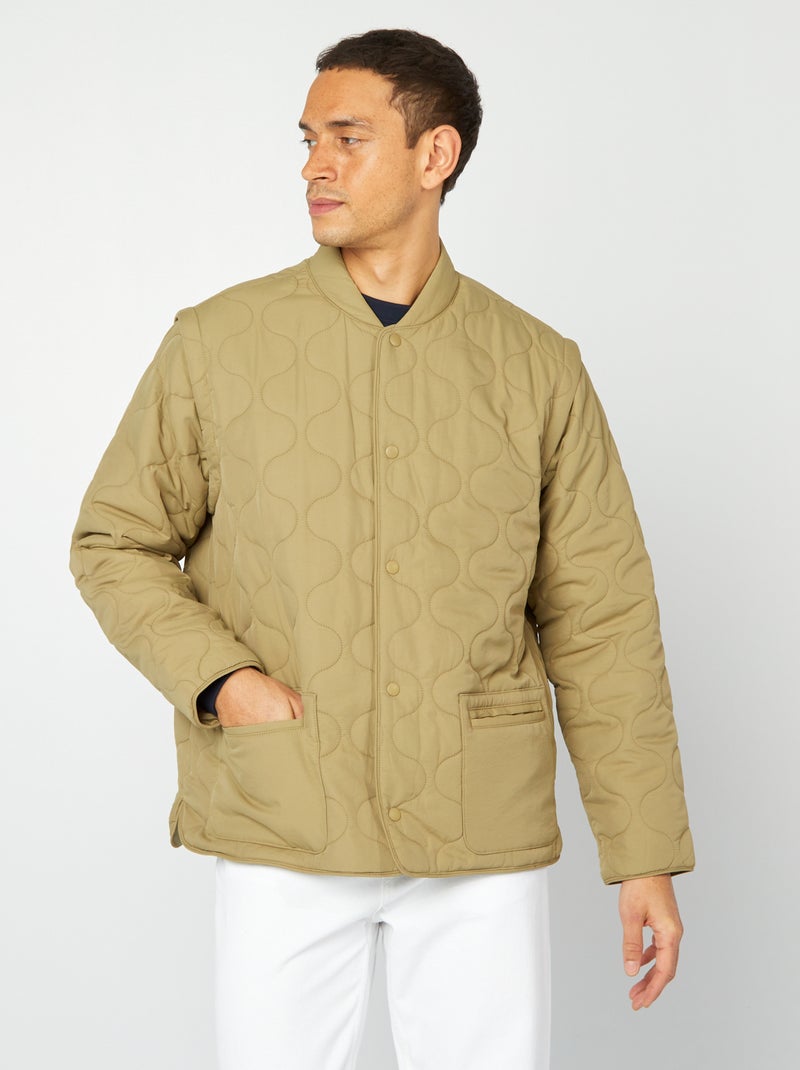 Doudoune quiltée manches amovibles Kaki - Kiabi