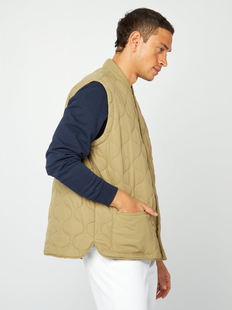 Doudoune quiltée manches amovibles Kaki - Kiabi