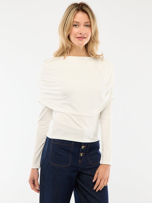 Draped Boat Neck T-shirt - Kiabi