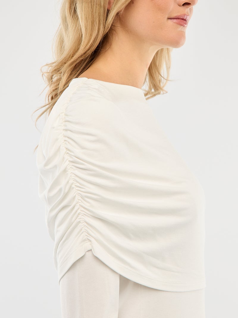 Draped Boat Neck T-shirt White - Kiabi