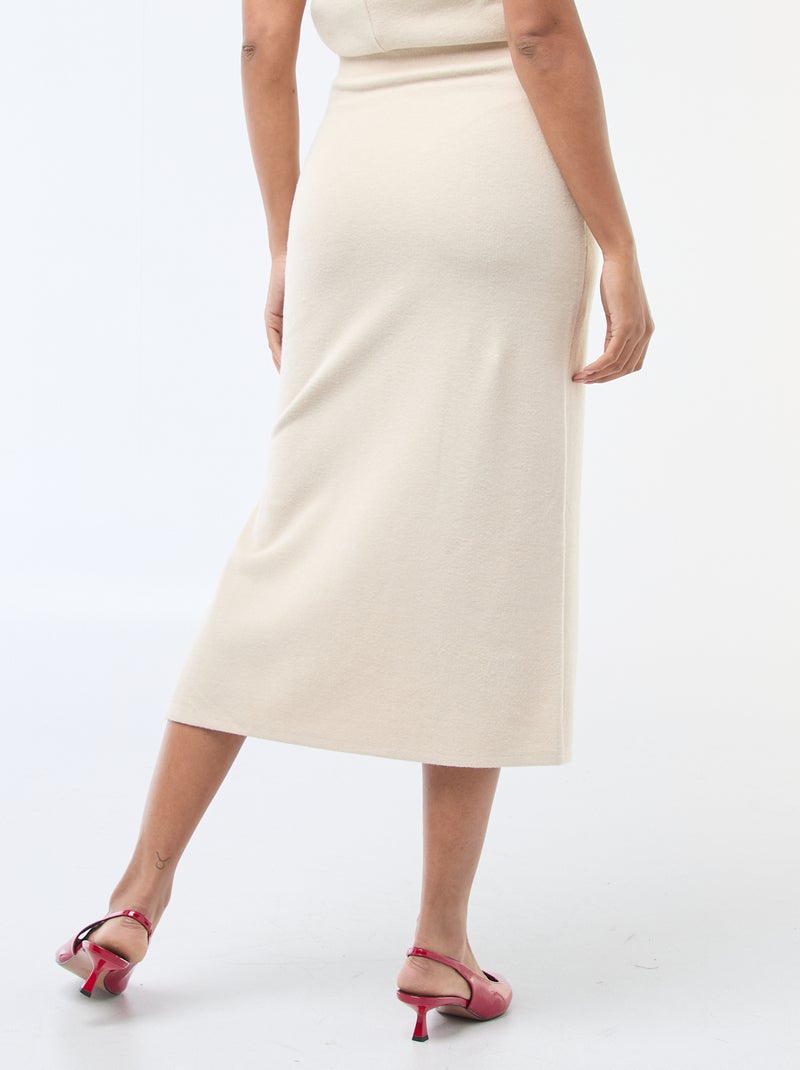 Draped Effect Knit Skirt Beige - Kiabi