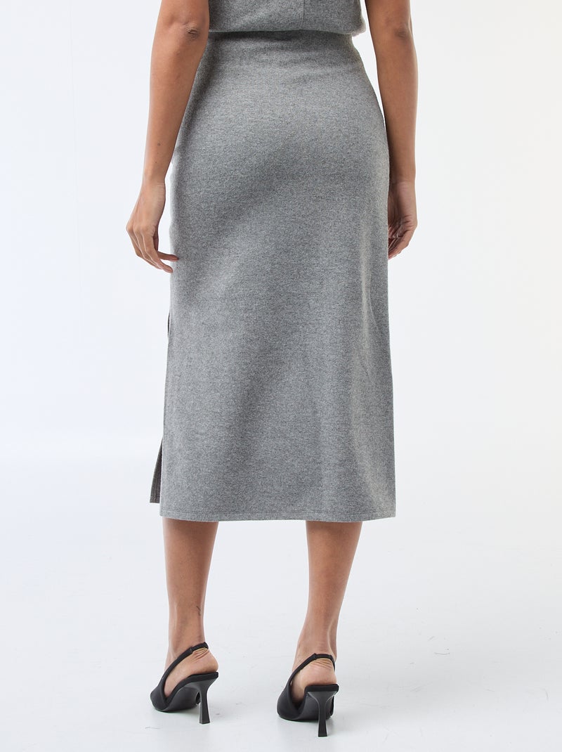 Draped Effect Knit Skirt Grey - Kiabi