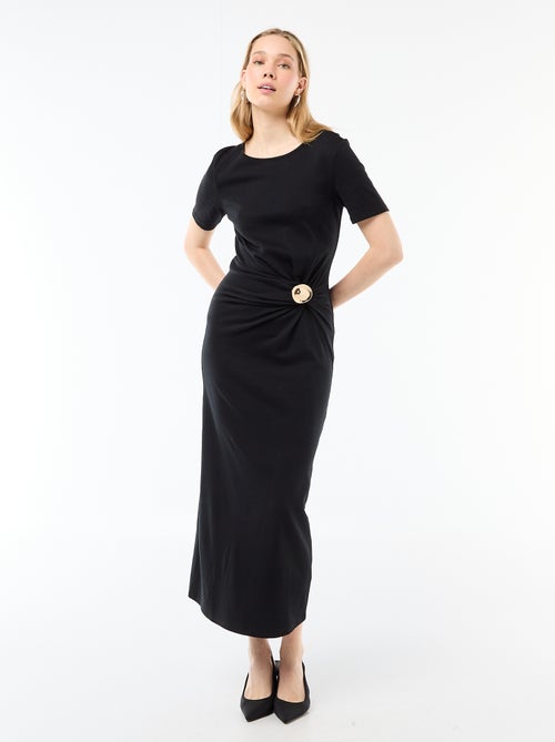 Draped Long Dress with Jewel Detail - Kiabi