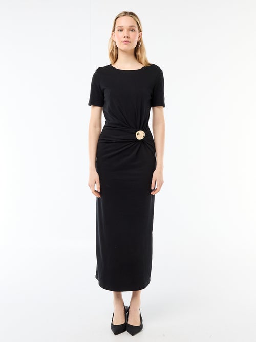 Draped Long Dress with Jewel Detail - Kiabi