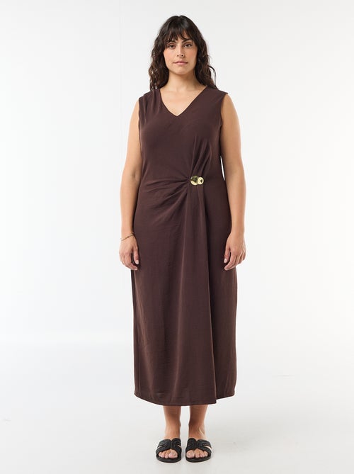 Draped Maxi Dress with Costume Jewelry Detail - Kiabi