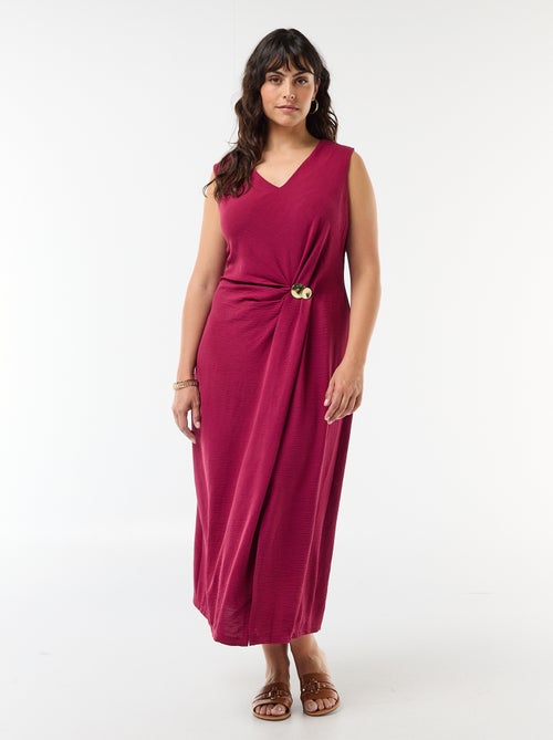 Draped Maxi Dress with Costume Jewelry Detail - Kiabi