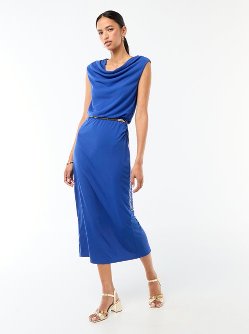 Draped Maxi Dress with Cowl Neck - Kiabi