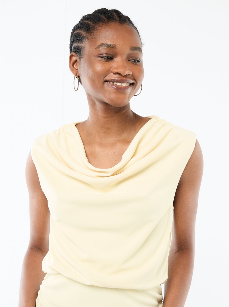 Draped Maxi Dress with Cowl Neck Yellow - Kiabi