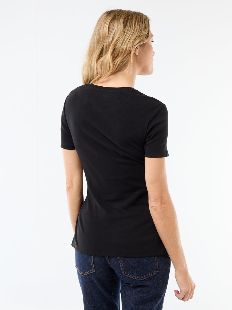 Draped Round Neck Maternity T-shirt Black - Kiabi