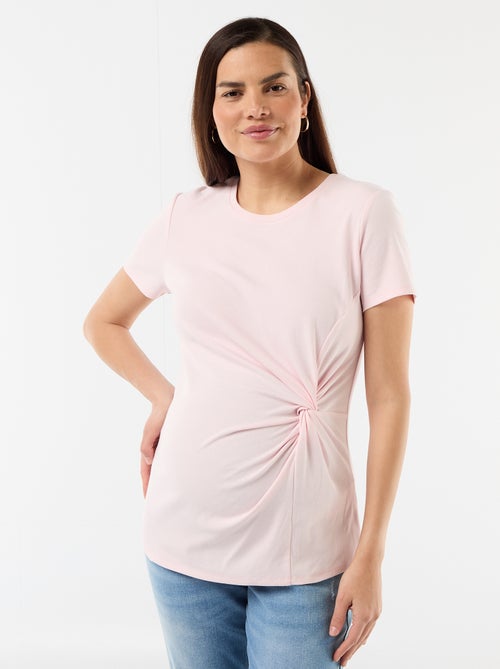 Draped Round Neck Maternity T-shirt - Kiabi Draped Round Neck Maternity T-shirt - Kiabi
