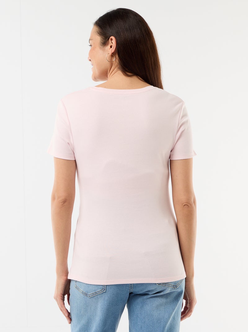 Draped Round Neck Maternity T-shirt Pink - Kiabi