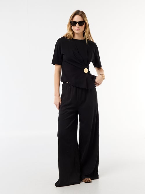 Draped Short-Sleeve T-Shirt with Costume Jewelry - Kiabi