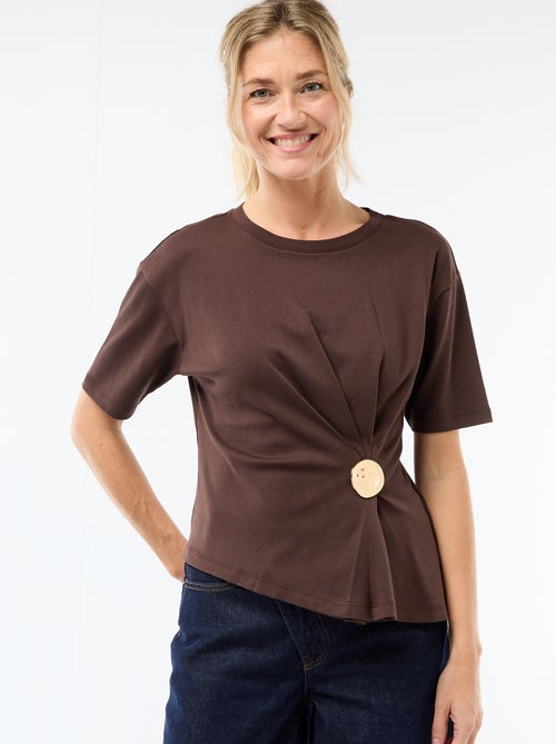 Draped Short-Sleeve T-Shirt with Costume Jewelry - Kiabi
