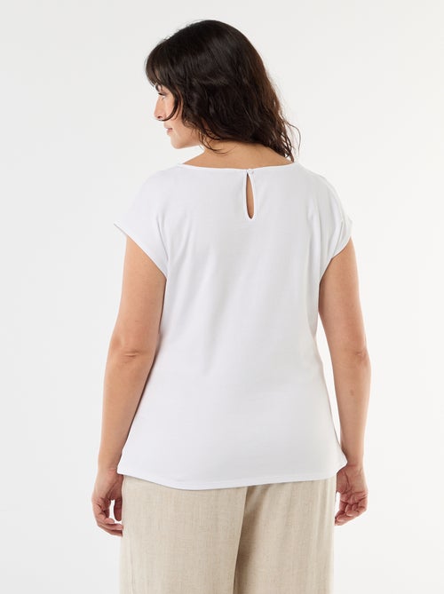 Draped T-shirt with Gold Brooch Detail - Kiabi