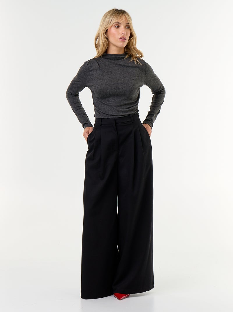 Drapiertes Langarm-T-Shirt Grau - Kiabi