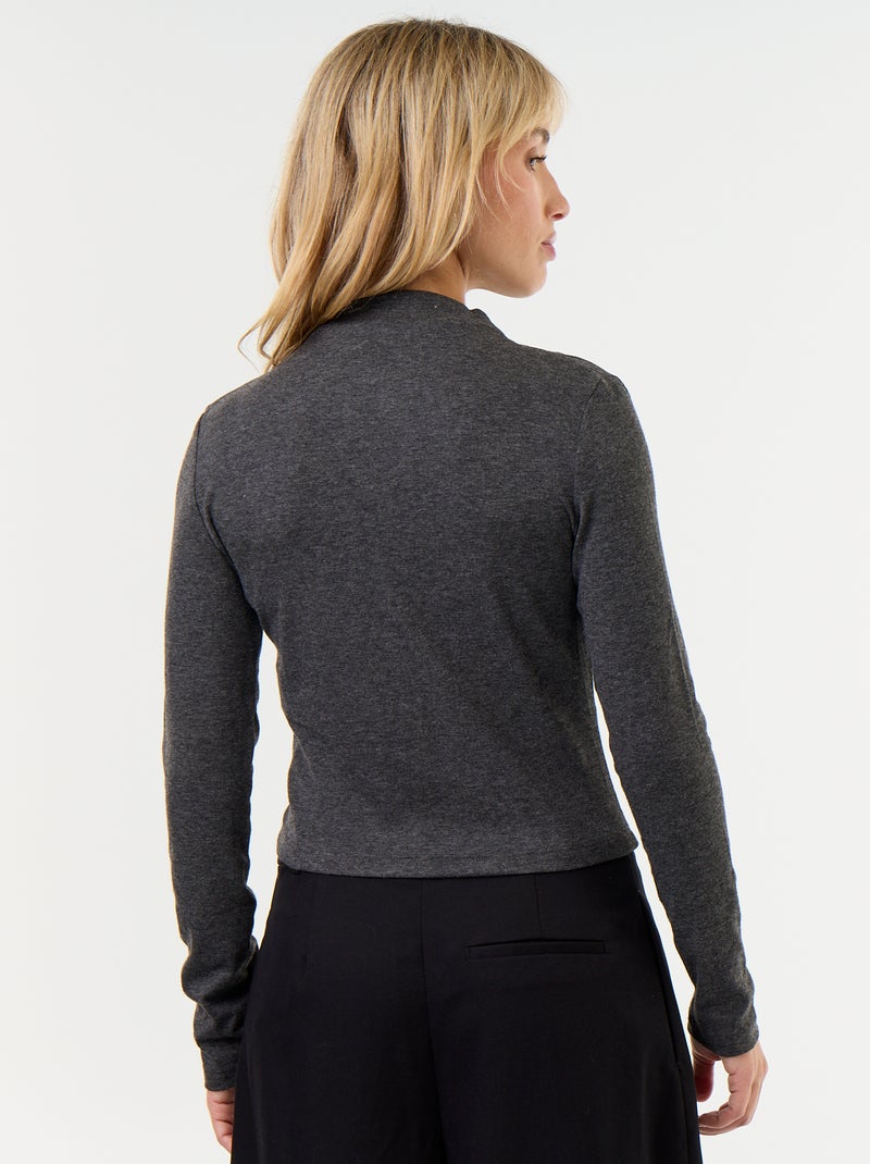 Drapiertes Langarm-T-Shirt Grau - Kiabi