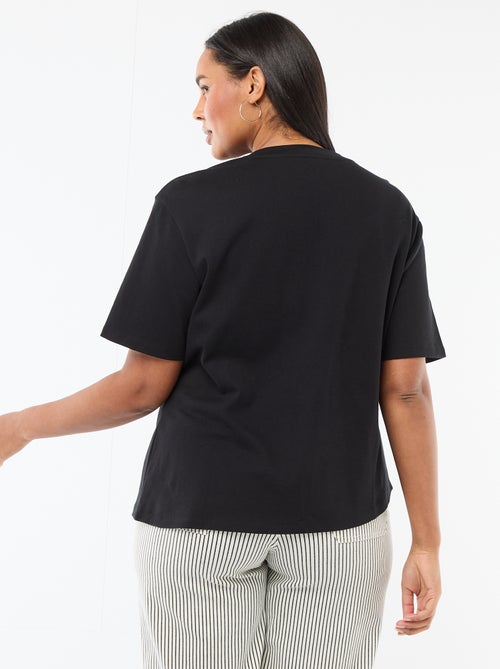 Drapiertes Rundhals-T-Shirt mit Schmuckdetail - Kiabi