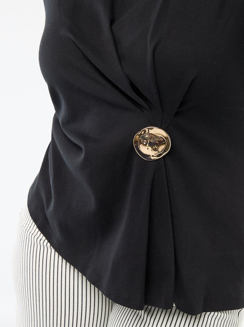 Drapiertes Rundhals-T-Shirt mit Schmuckdetail - Kiabi