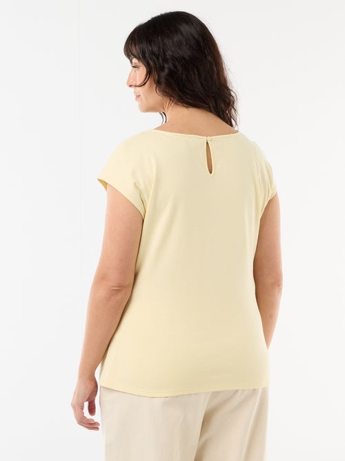 Drapiertes T-Shirt mit goldener Brosche - Kiabi