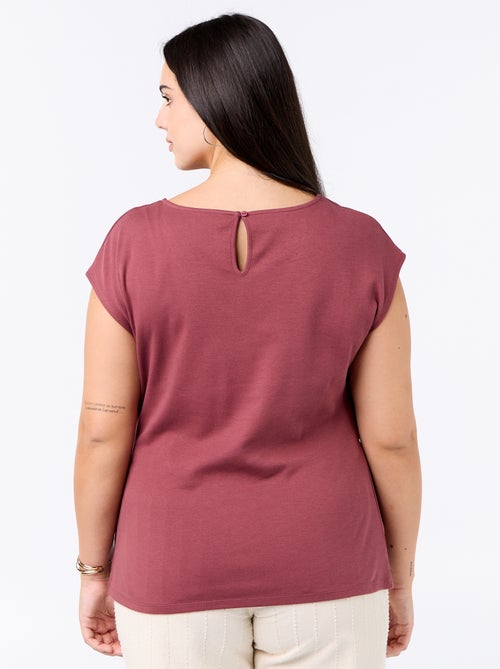 Drapiertes T-Shirt mit goldener Brosche - Kiabi