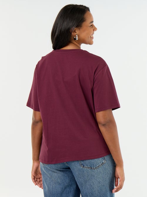 Drapiertes T-Shirt mit goldfarbenem Broschen-Detail - Kiabi