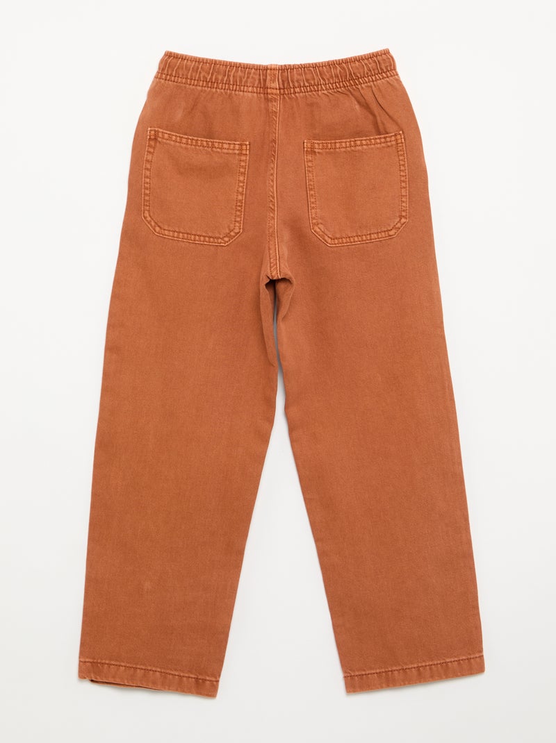 Drawstring Twill Trousers Orange - Kiabi