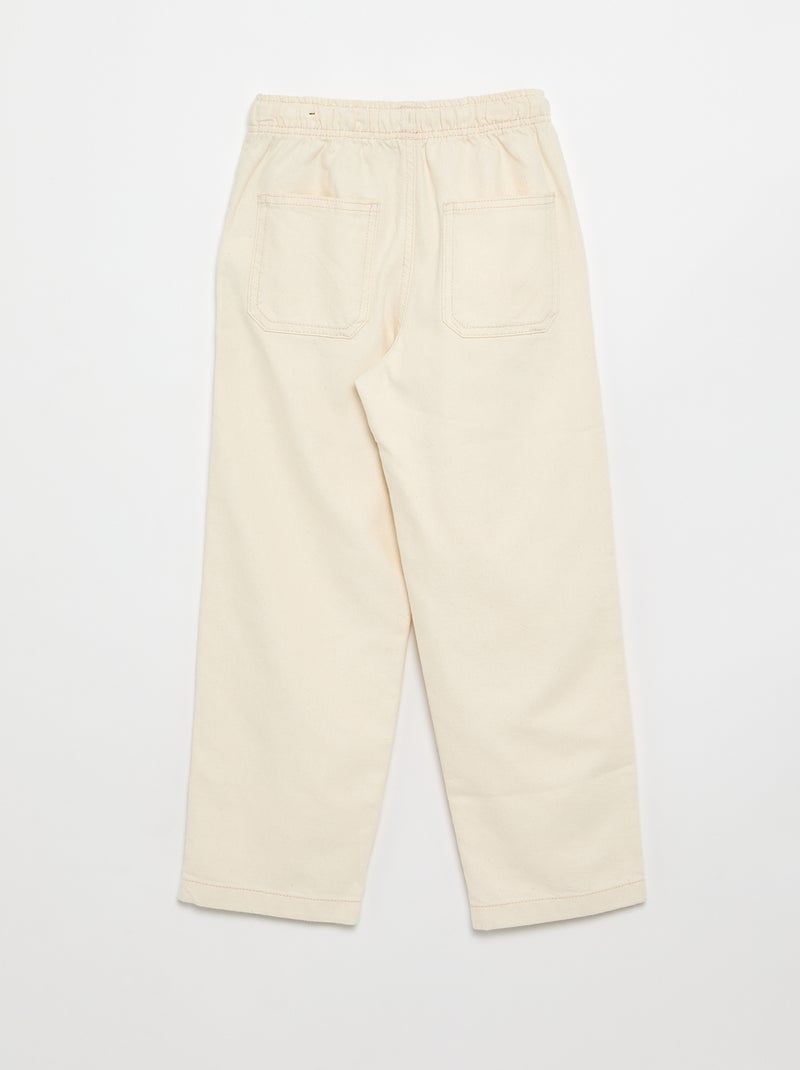 Drawstring Twill Trousers White - Kiabi