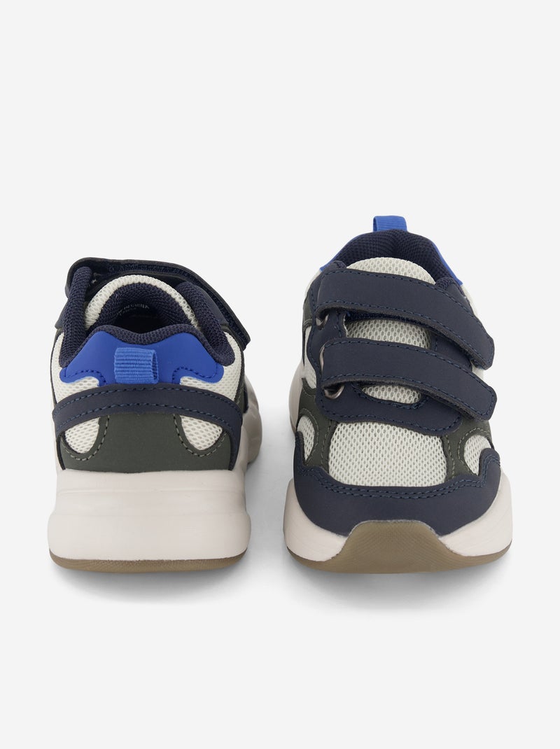 Dreifarbige Klettverschluss-Sneaker Bleu - Kiabi