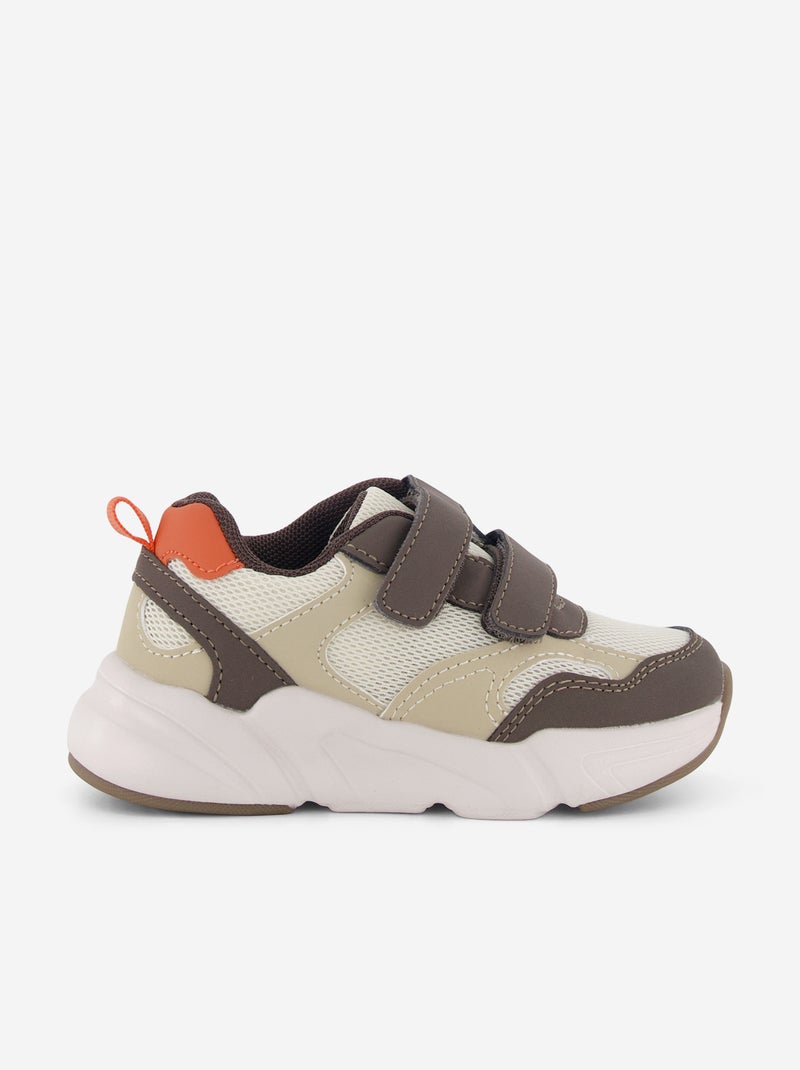 Dreifarbige Klettverschluss-Sneaker Marron - Kiabi