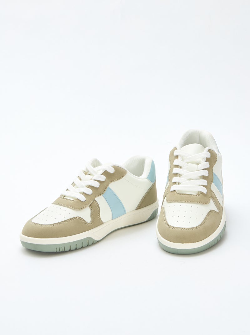 Dreifarbige verstärkte Low-Top-Sneaker Khaki - Kiabi