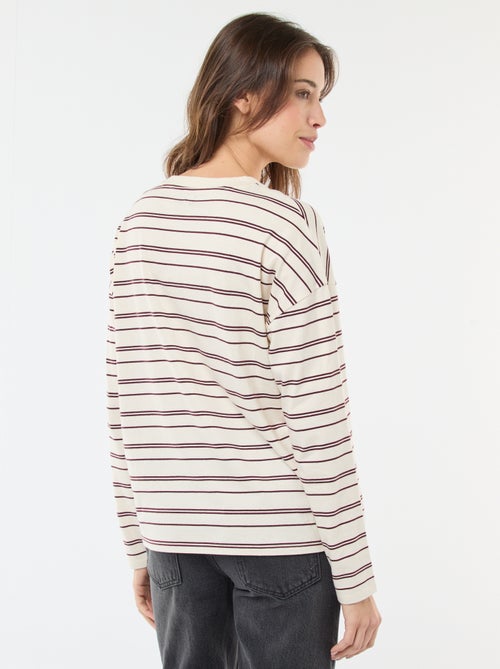 Dreifarbiges gestreiftes T-Shirt aus Baumwolle - Kiabi