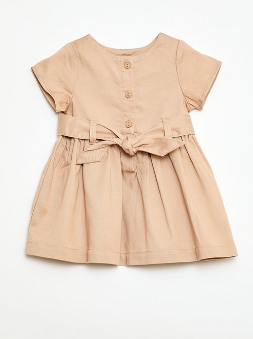 Dress with Short Sleeves and Tie Belt - Kiabi
