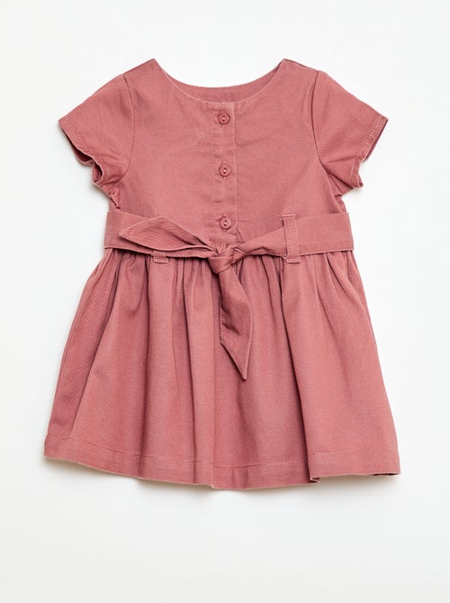 Dress with Short Sleeves and Tie Belt - Kiabi