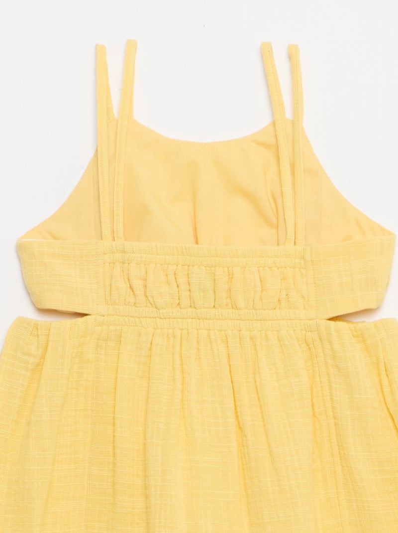 Dress with thin non-adjustable straps + side slits Yellow - Kiabi